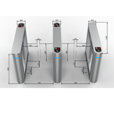IP54 Portão de balanço de aço inoxidável com interface RS485/TCP/IP de passagem de 600 mm